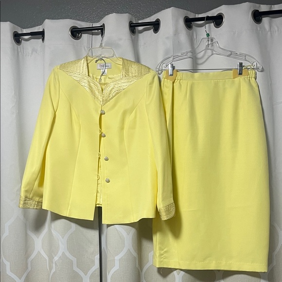 Especially Yours Dresses & Skirts - EY Boutique Pastel yellow 2 piece skirt blazer set